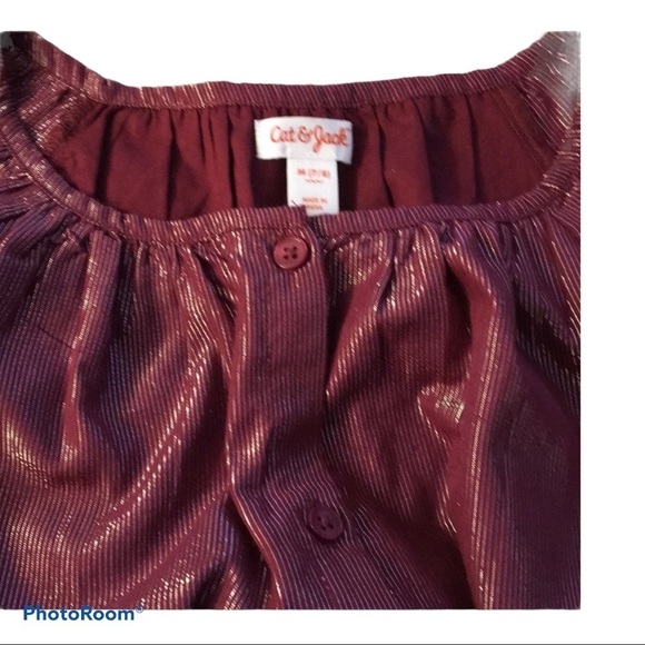 Cat & Jack Sparkle Long Sleeve Peasant Blouse Top - Picture 6 of 6